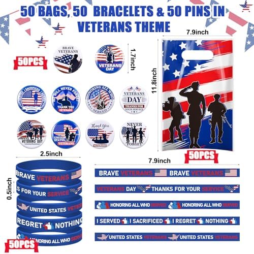 Talltalk 150 Pcs Patriotic Veterans Day Accessories Set