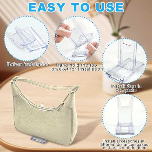 12 Piece Adjustable Clear Acrylic Purse Display Stand