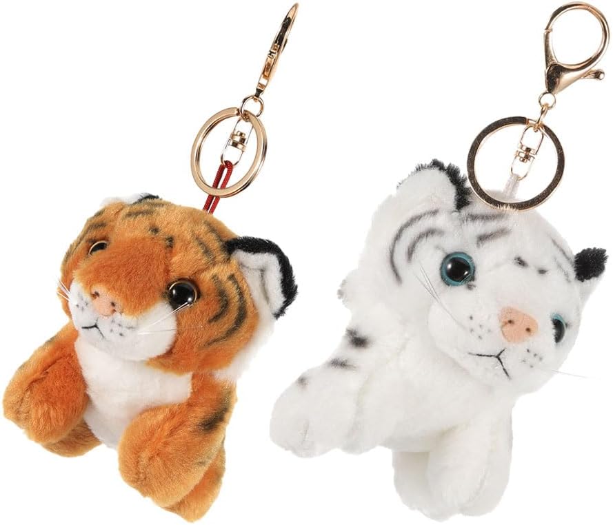 LUOZZY 4pc Plush Tiger Keychain Pendant for Bags Gifts