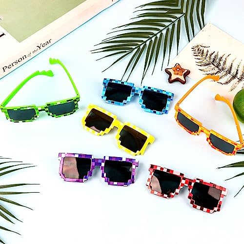 KIMOBER 12 Pack Pixel Sunglasses 6 Colors