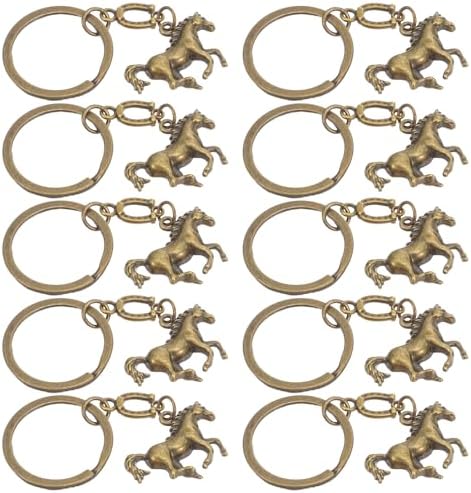 LUOZZY 20pcs Horse Year Keychain Metal Keyring with Horseshoe Design
