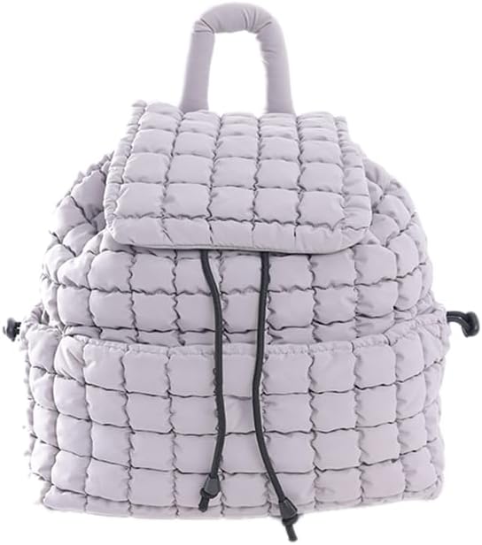 VAKAER Lightweight Quilted Hiker Backpack for Women Light Gray