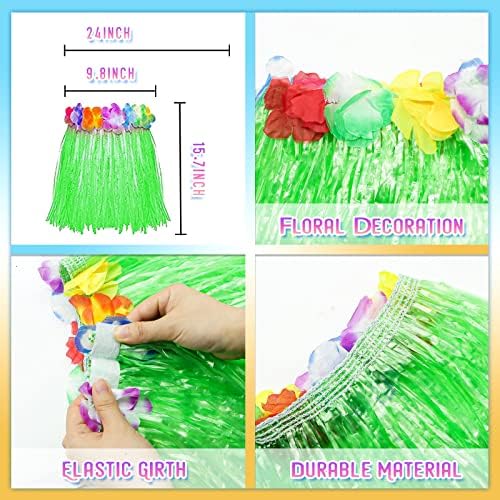 Pistroy 60 Pcs Hawaiian Luau Hula Skirt Decorations Set