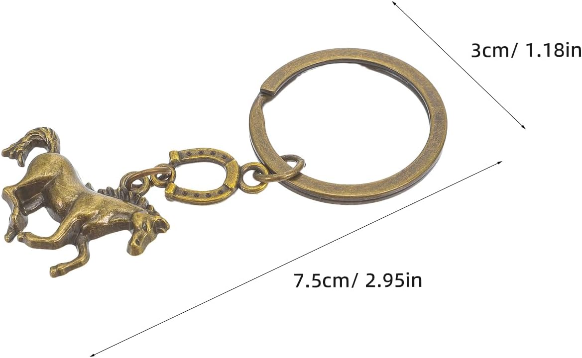 TIKTOLA 20pcs Horse Year Keychain Metal Keyring with Horseshoe Design