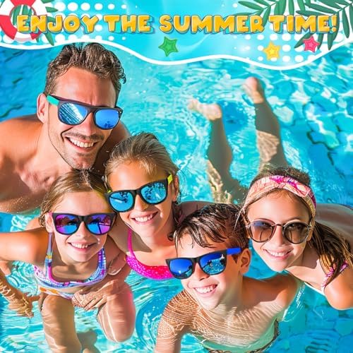 Yadiya Kids Sunglasses - 12PCS Bulk Retro Neon Party Favors