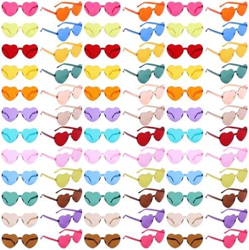 72 Pairs Heart Shaped Sunglasses in Candy Colors