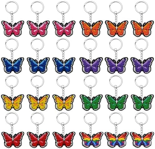 24 Pack Butterfly Keychains Cute Party Favor Gift