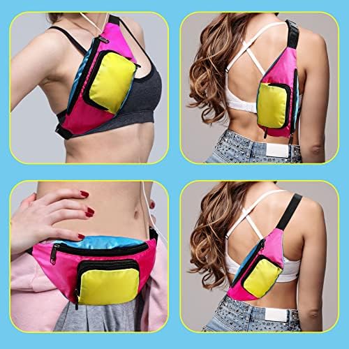 Tarpop 16 Pieces Neon Retro Fanny Pack Belt Bag