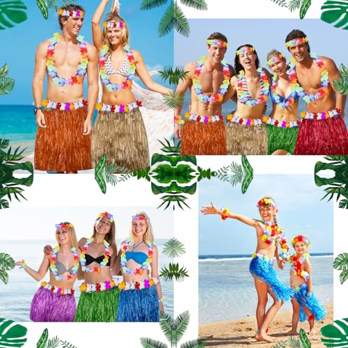 Zeyoy Hawaiian Luau Hula Skirts Party Set