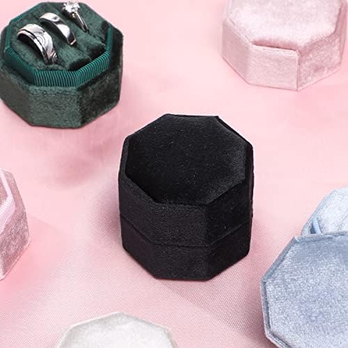WantGor Velvet Ring Box with 3 Slots Black