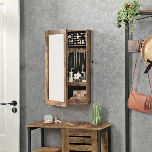 SONGMICS Lockable Jewelry Cabinet with Mirror UJJC051K01