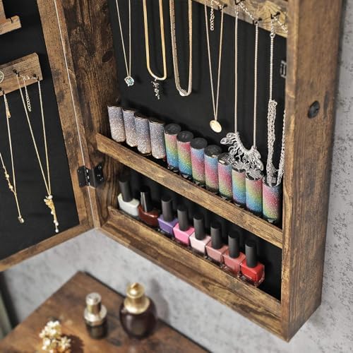 SONGMICS Lockable Jewelry Cabinet with Mirror UJJC051K01