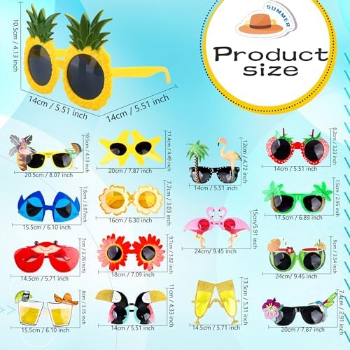 16 Styles Hawaiian Sunglasses for Kids Adults Luau Party Fun Tropical Eyewear