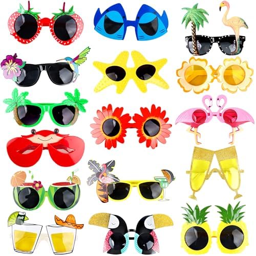 16 Styles Hawaiian Sunglasses for Kids Adults Luau Party Fun Tropical Eyewear