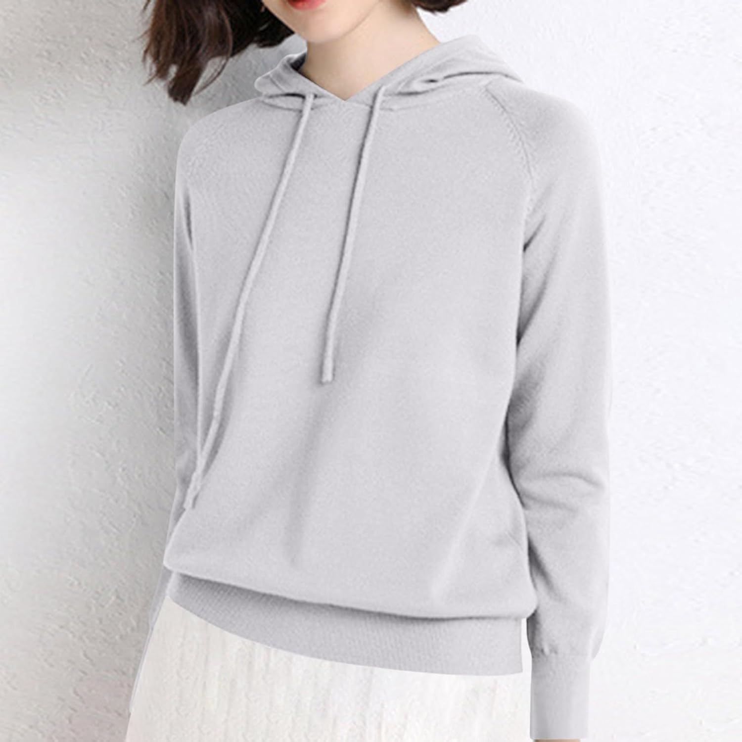 Womens Plus Size Classic Solid Hoodie Sweatshirt Long Sleeve