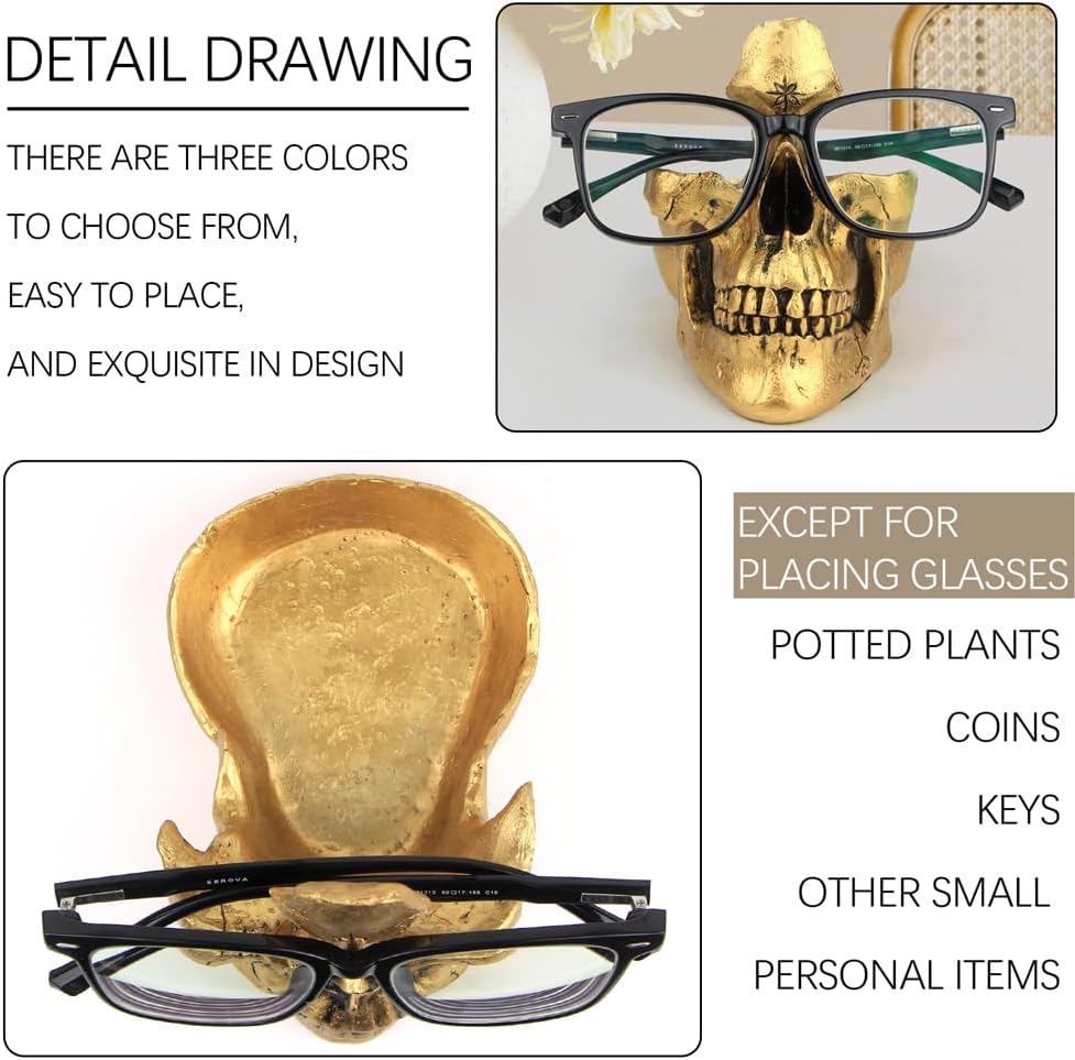 Mrlikale Skull Eyeglass Stand Holder Gold