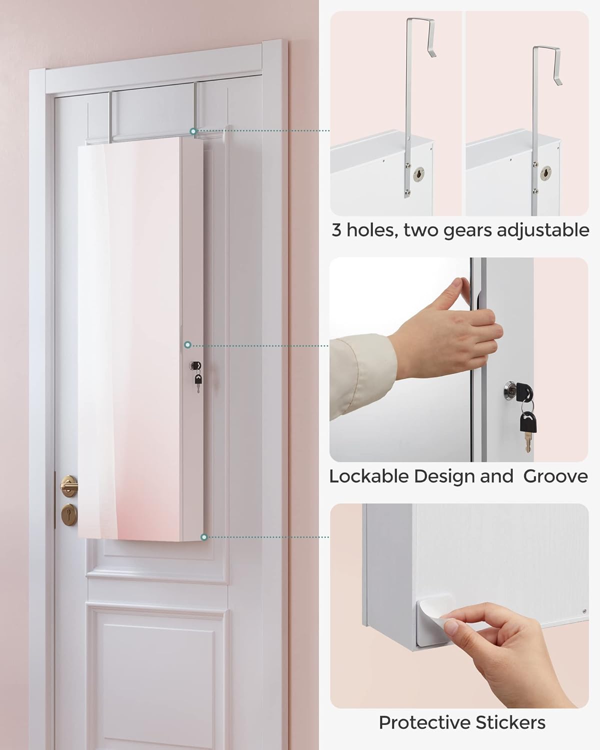SONGMICS Jewelry Armoire with Lighted Mirror and 2 Drawers