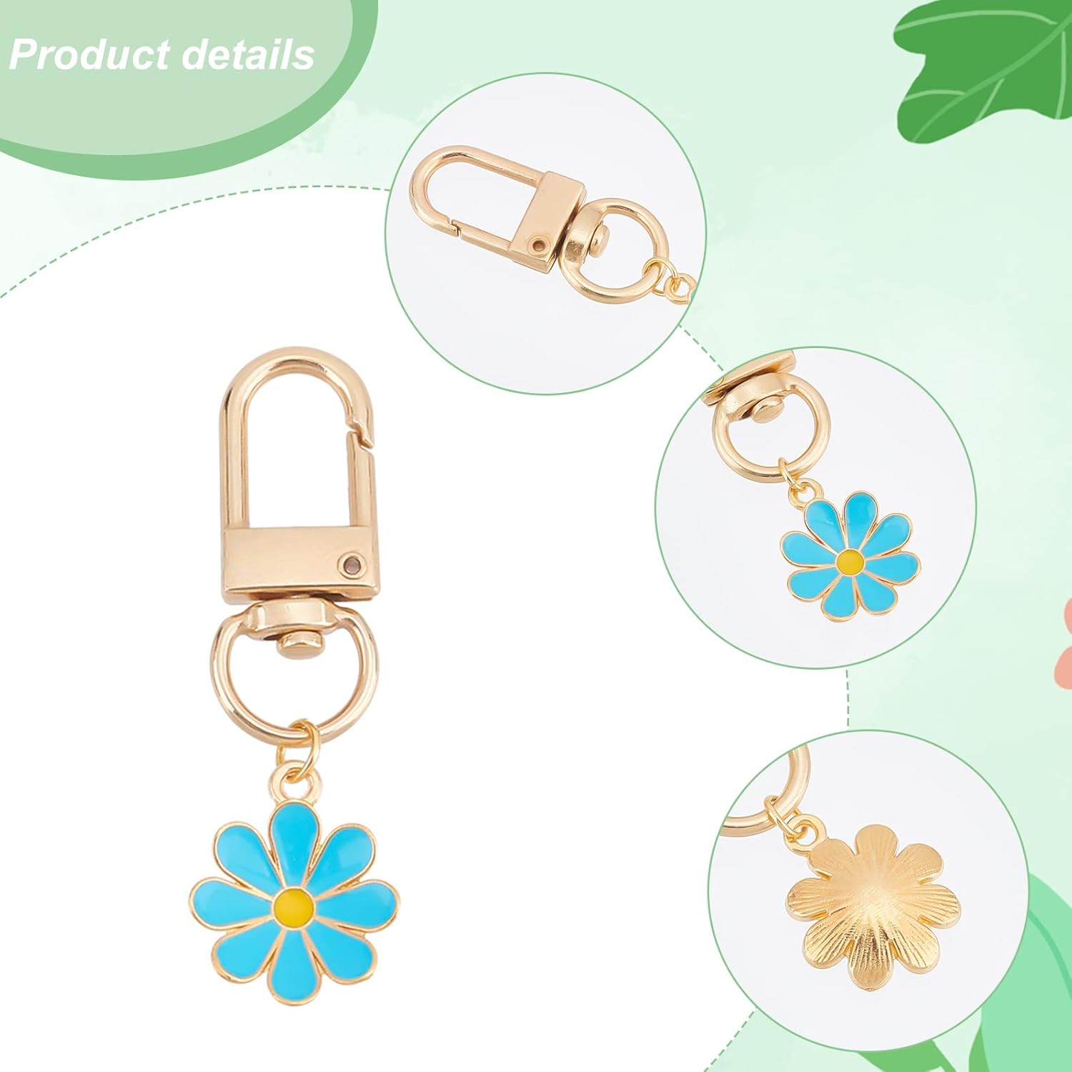 PH PandaHall 24pcs Daisy Enamel Keychain Set