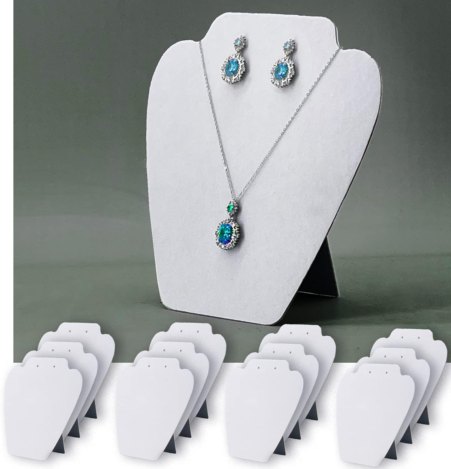7TH VELVET 12 PCS White Velvet Jewelry Display Stand