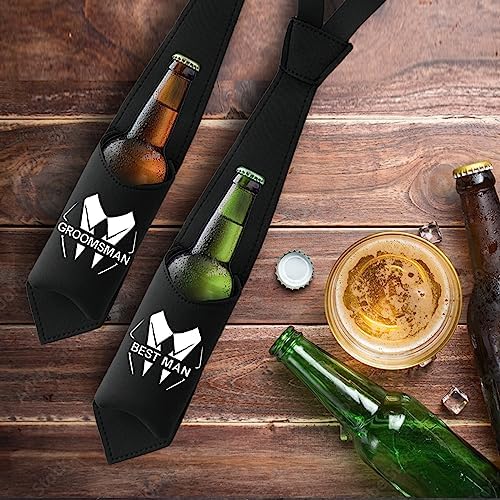 PartyGiftsbeyond Groomsmen Proposal Gifts 7pcs Funny Bottle Can Holder Necktie