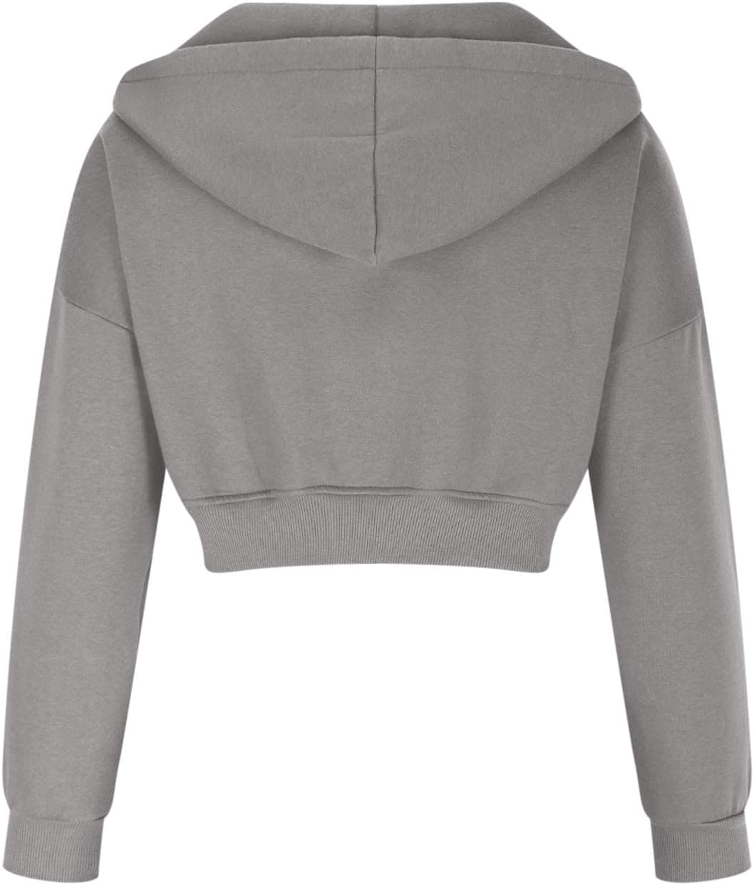 Womens Solid Cropped Hoodie Sweatshirt 2024 Fall Winter Warm Zip Up