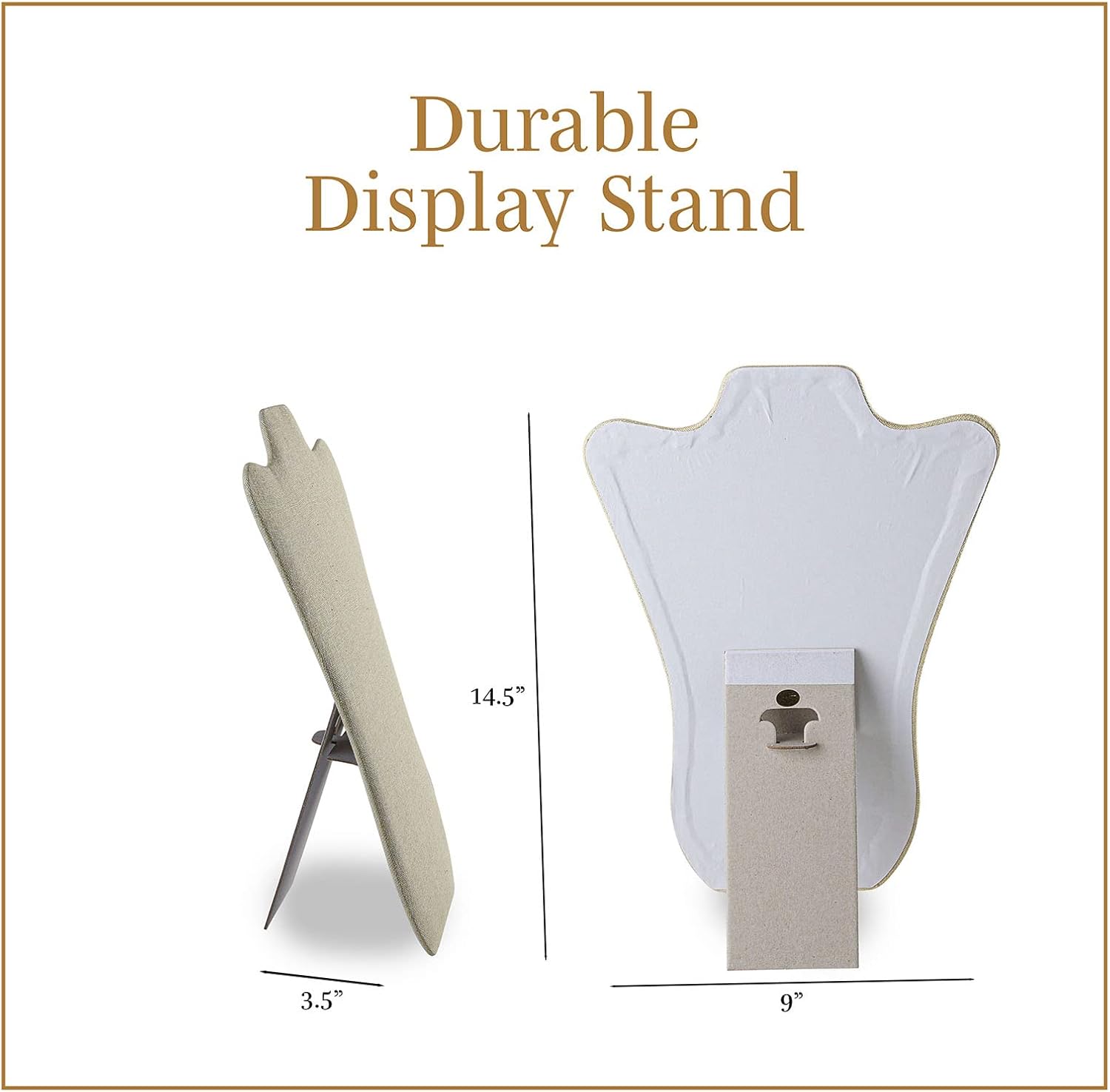 Novel Box 2 Pack Beige Linen Display Stands for Necklaces