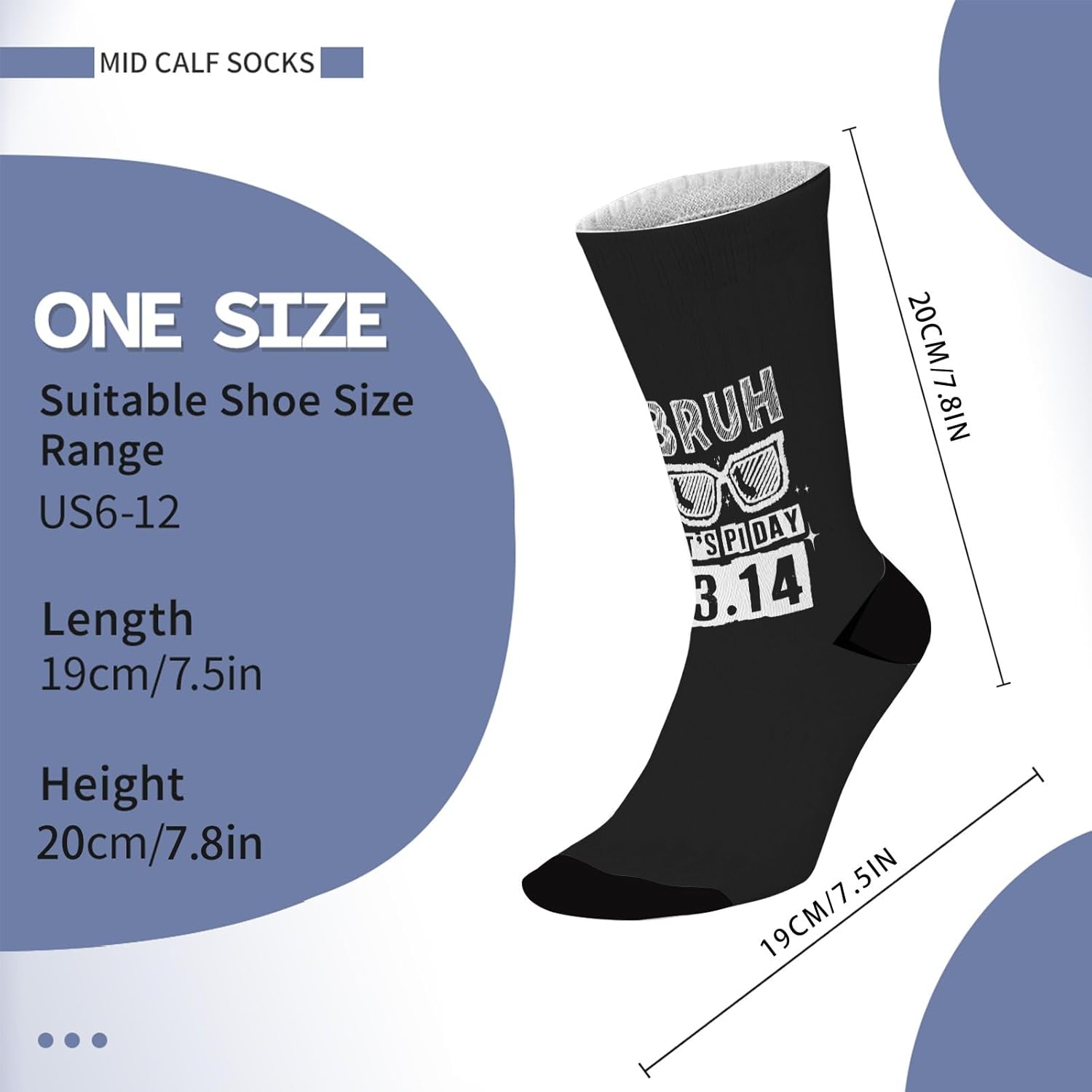 Pi Day Math Teacher Crew Socks for Boys