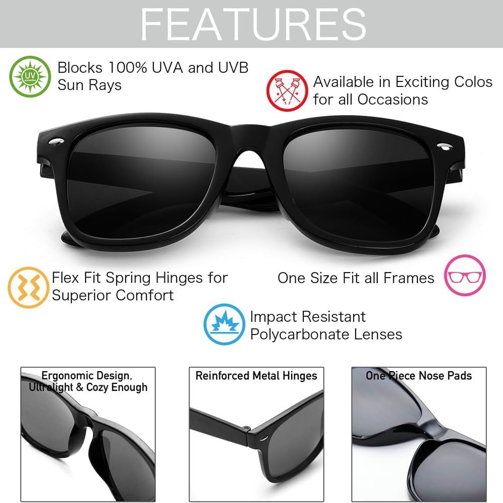 Dwenarry Retro Black Sunglasses Pack of 12 for Men Women