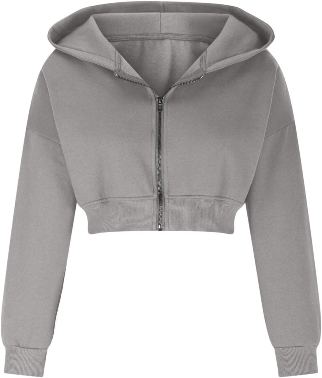 Womens Solid Cropped Hoodie Sweatshirt 2024 Fall Winter Warm Zip Up