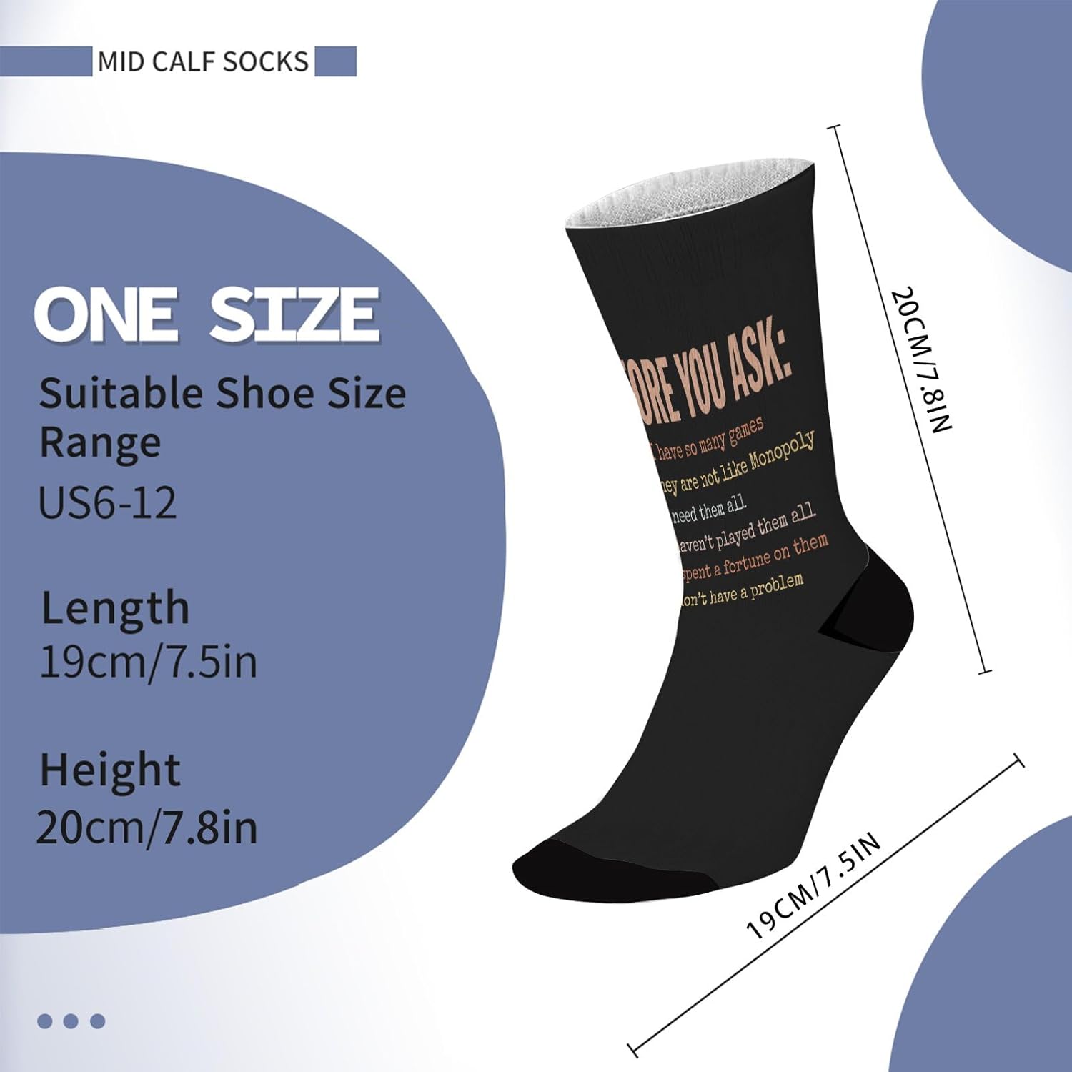 Cute Boys Knee High Crew Socks with Funny Game Design