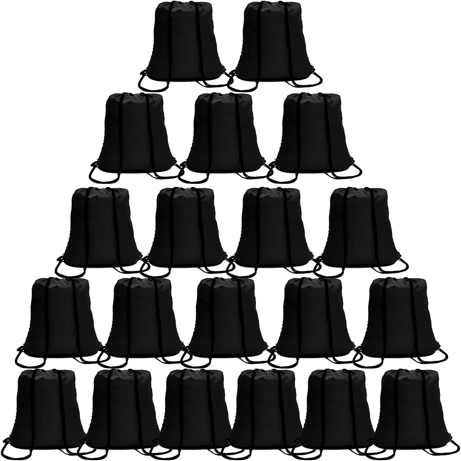 100 Pack Black Drawstring Backpacks for Men Women