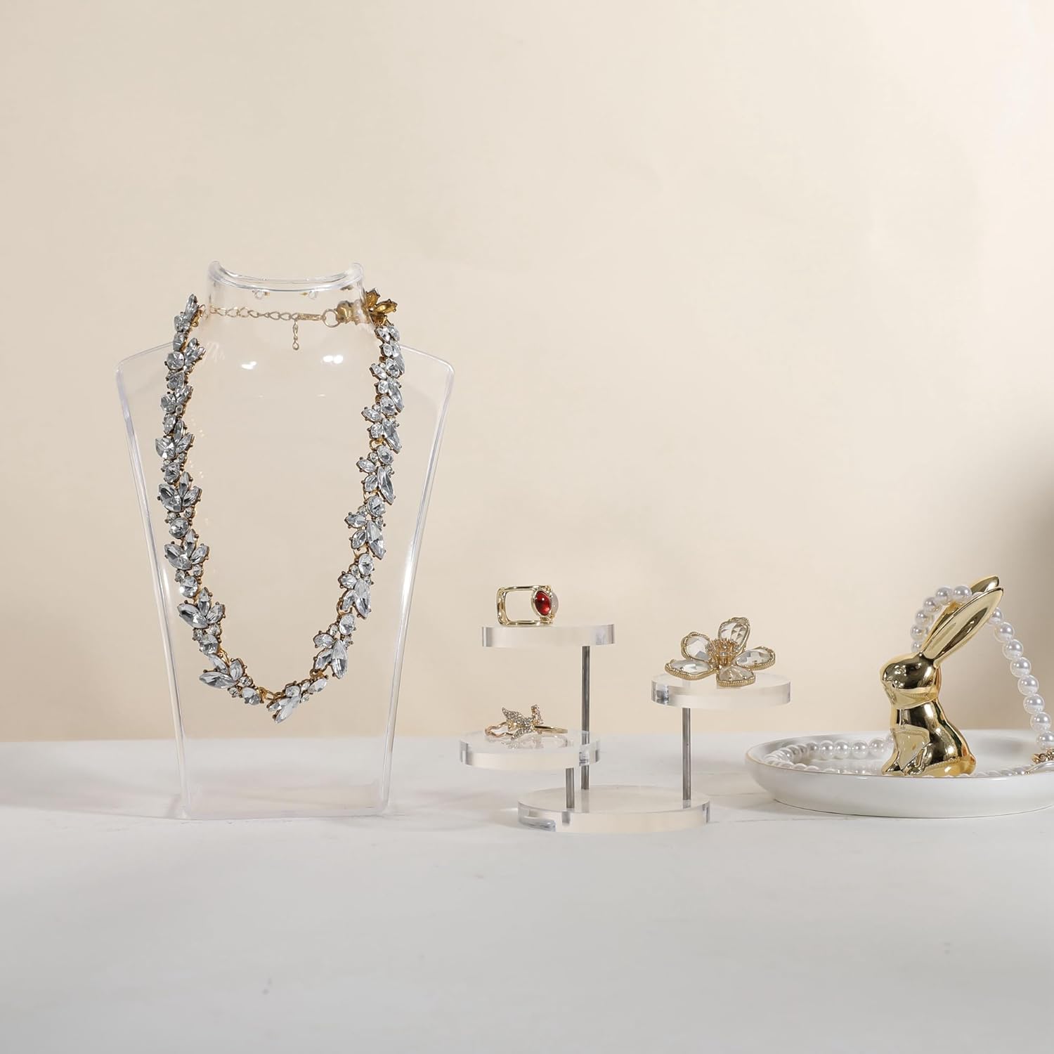 GemeShou Acrylic Jewelry Display Stand Set of 3