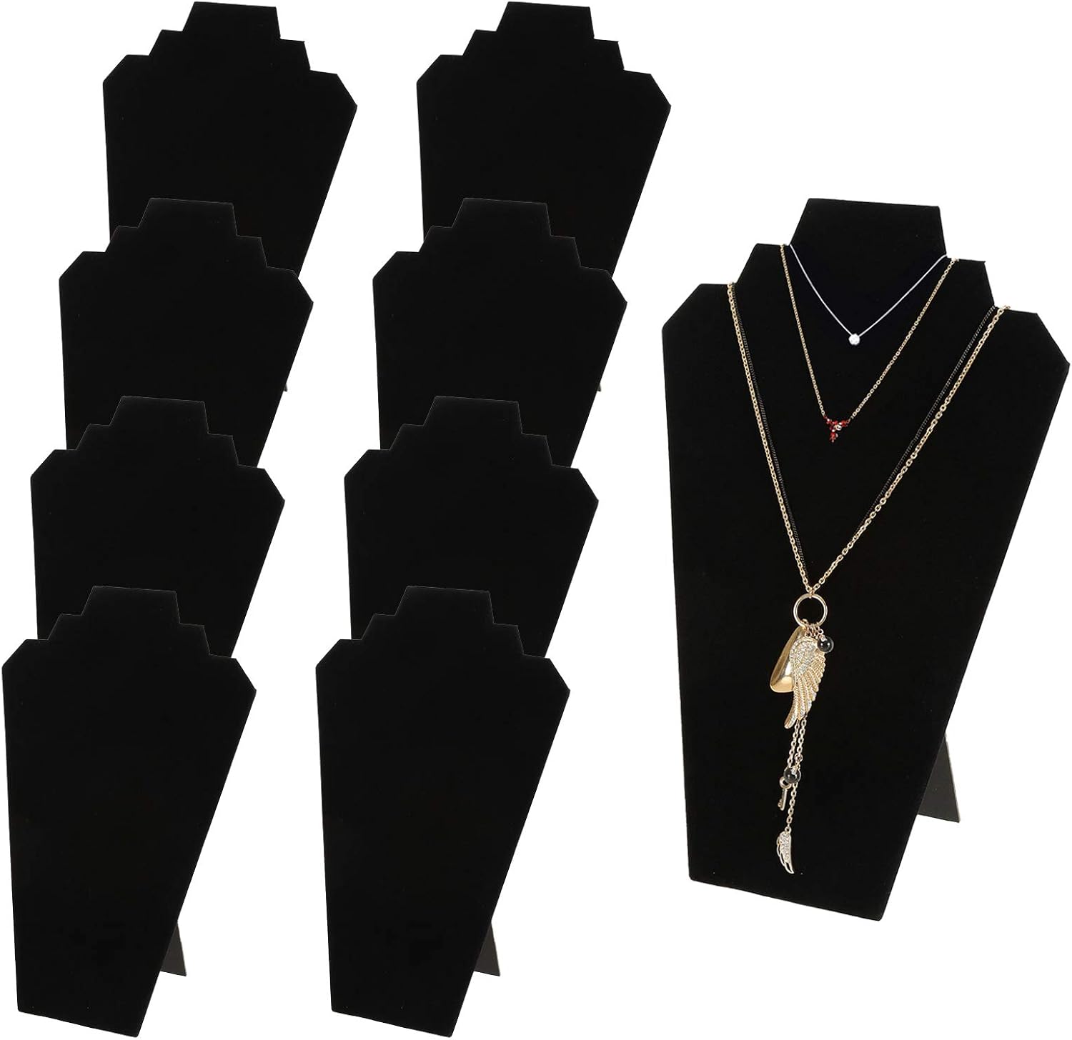 Foraineam 9 Pack Necklace Display Holder Black Velvet 125 Inch