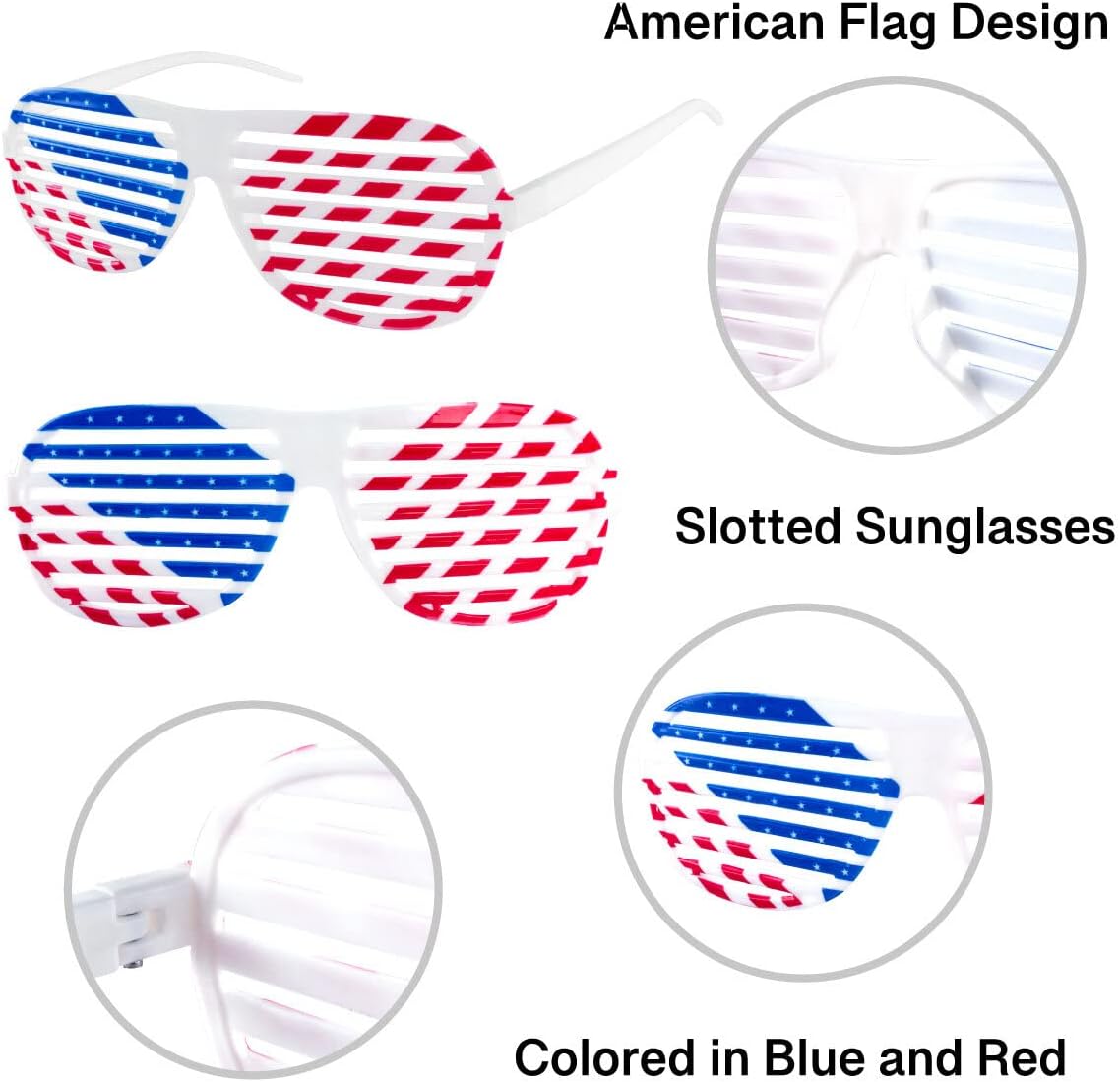 American Flag Plastic Shutter Sunglasses 12 Pairs