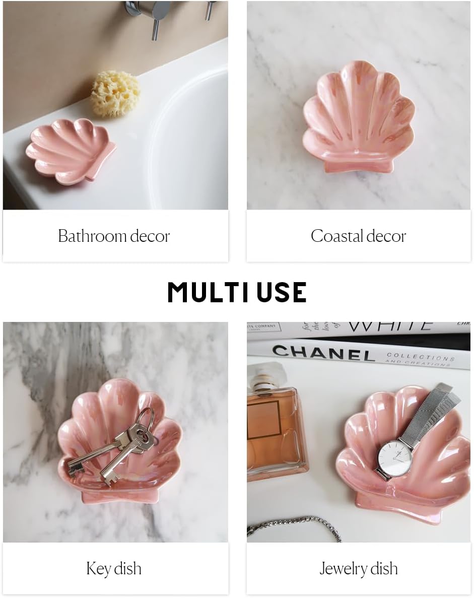 Pink Shell Trinket Dish for Clean Girl Aesthetic Decor