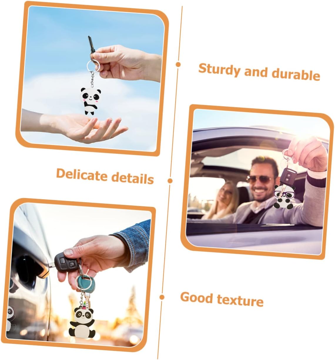 Amosfun 50pcs Cartoon Panda Keychains for Boys Girls Adults