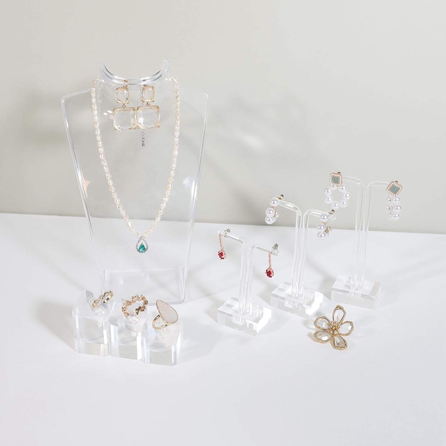 GemeShou Acrylic Jewelry Display Stand Set of 3