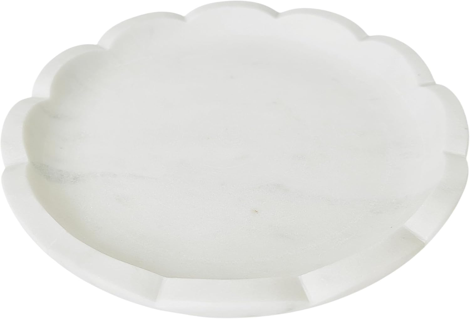 Scalloped White Marble Jewelry Tray with Soap Dish Use