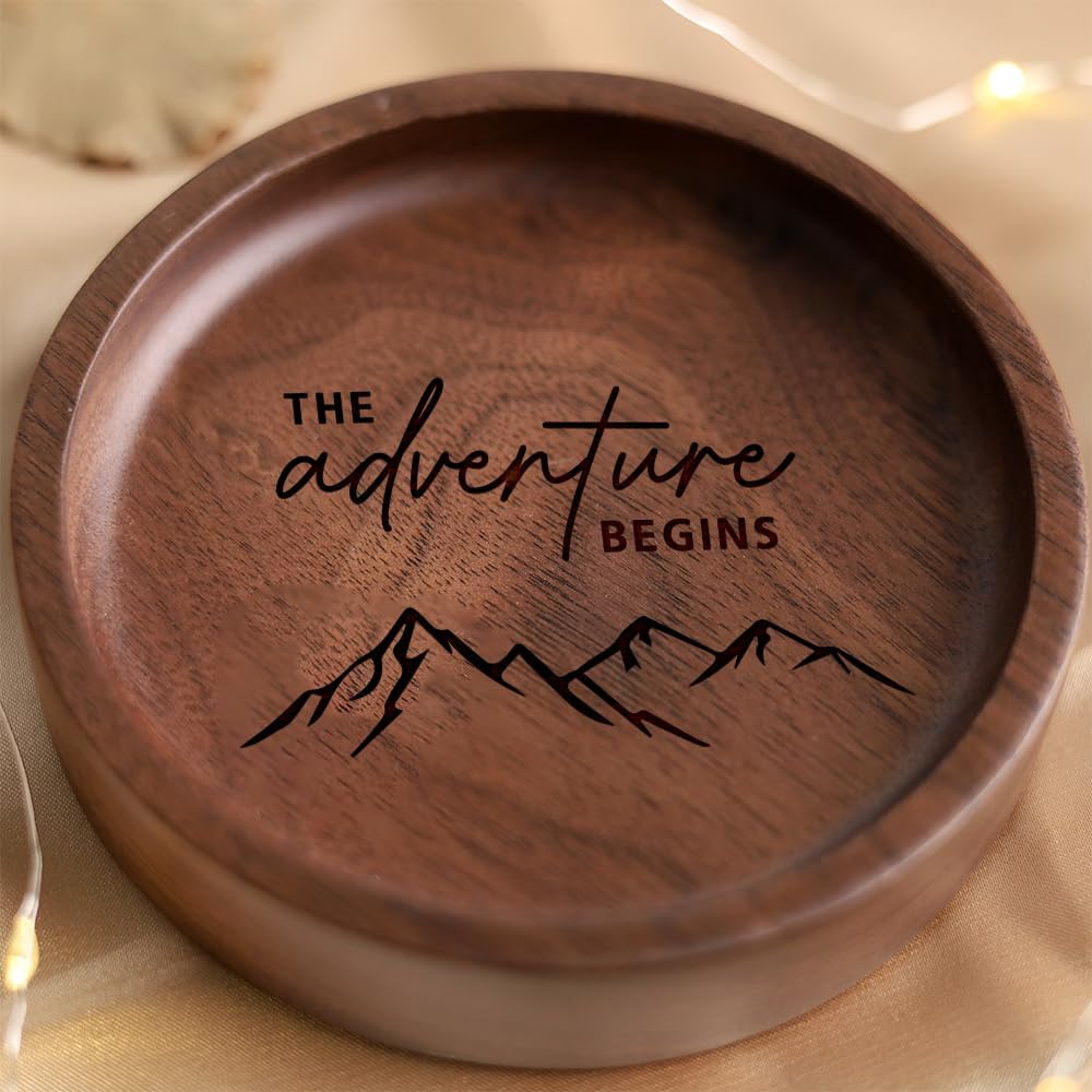 La Boda Wooden Ring Tray Engraved Wedding Ring Holder for Couples