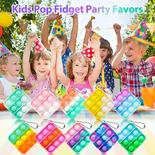 Genuvi Pop Fidget Toys 30 Pack Mini Keychain Fidget Toy for Kids