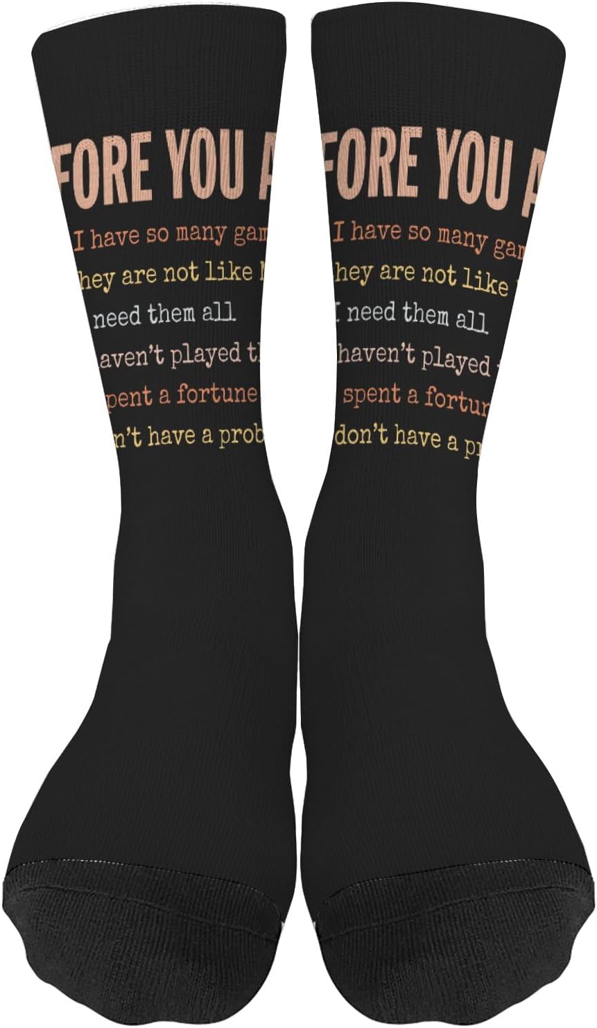 Cute Boys Knee High Crew Socks with Funny Game Design