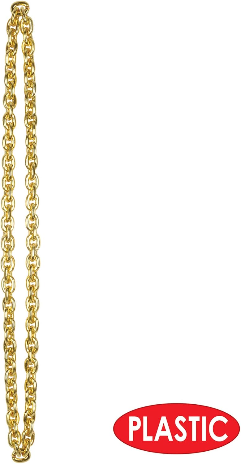 Beistle 2 Piece 40 Inch Gold Plastic Chain Necklaces