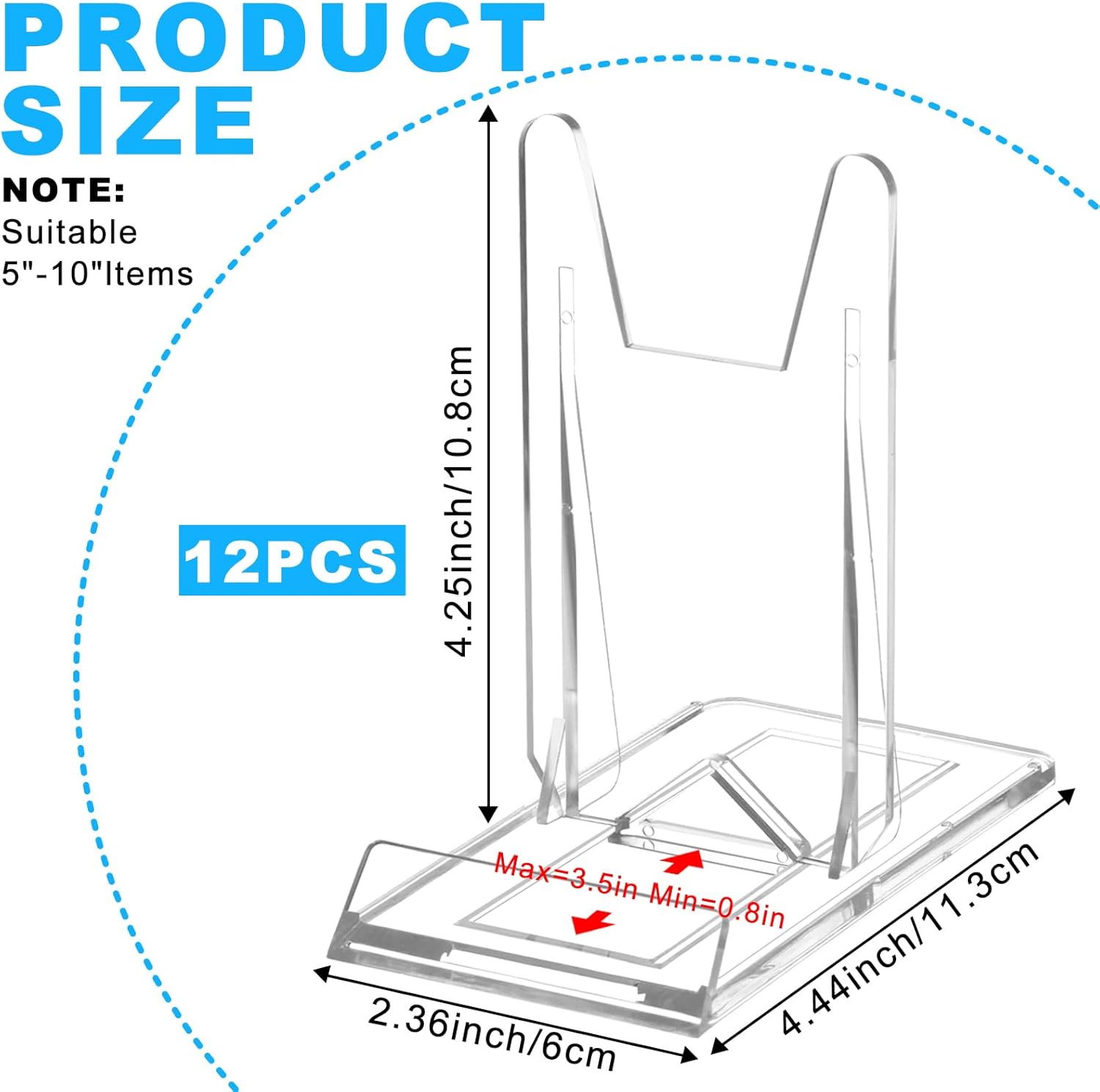 12 Piece Adjustable Clear Acrylic Purse Display Stand