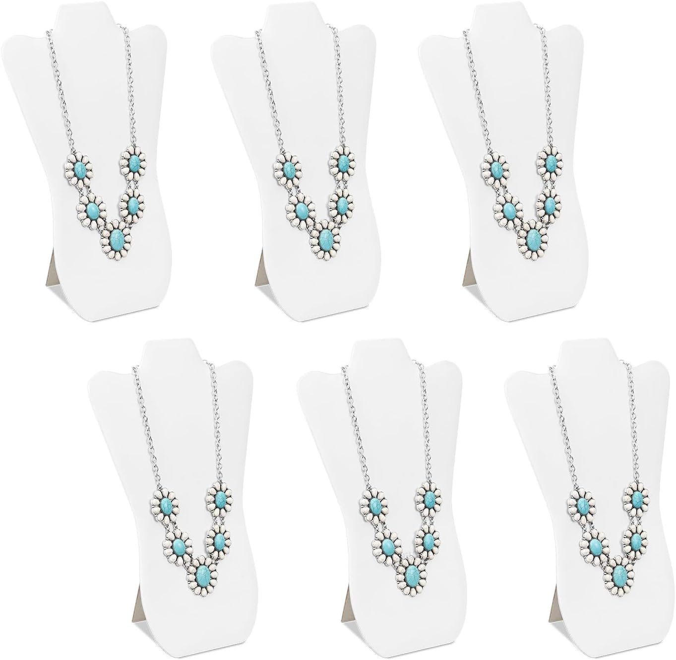 MOOCA White Faux Leather MDF Jewelry Display Stand Set of 6