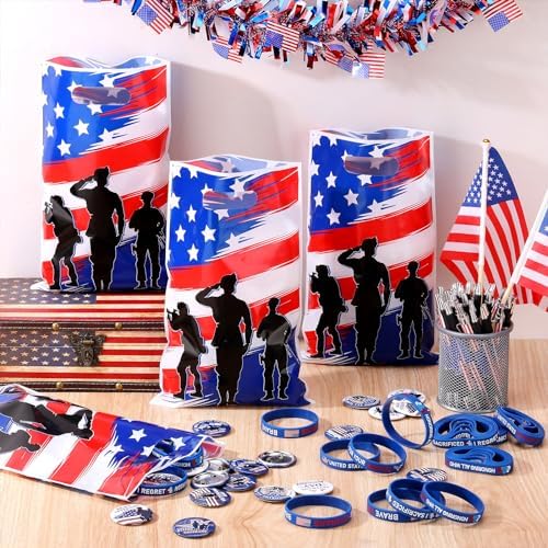 Talltalk 150 Pcs Patriotic Veterans Day Accessories Set