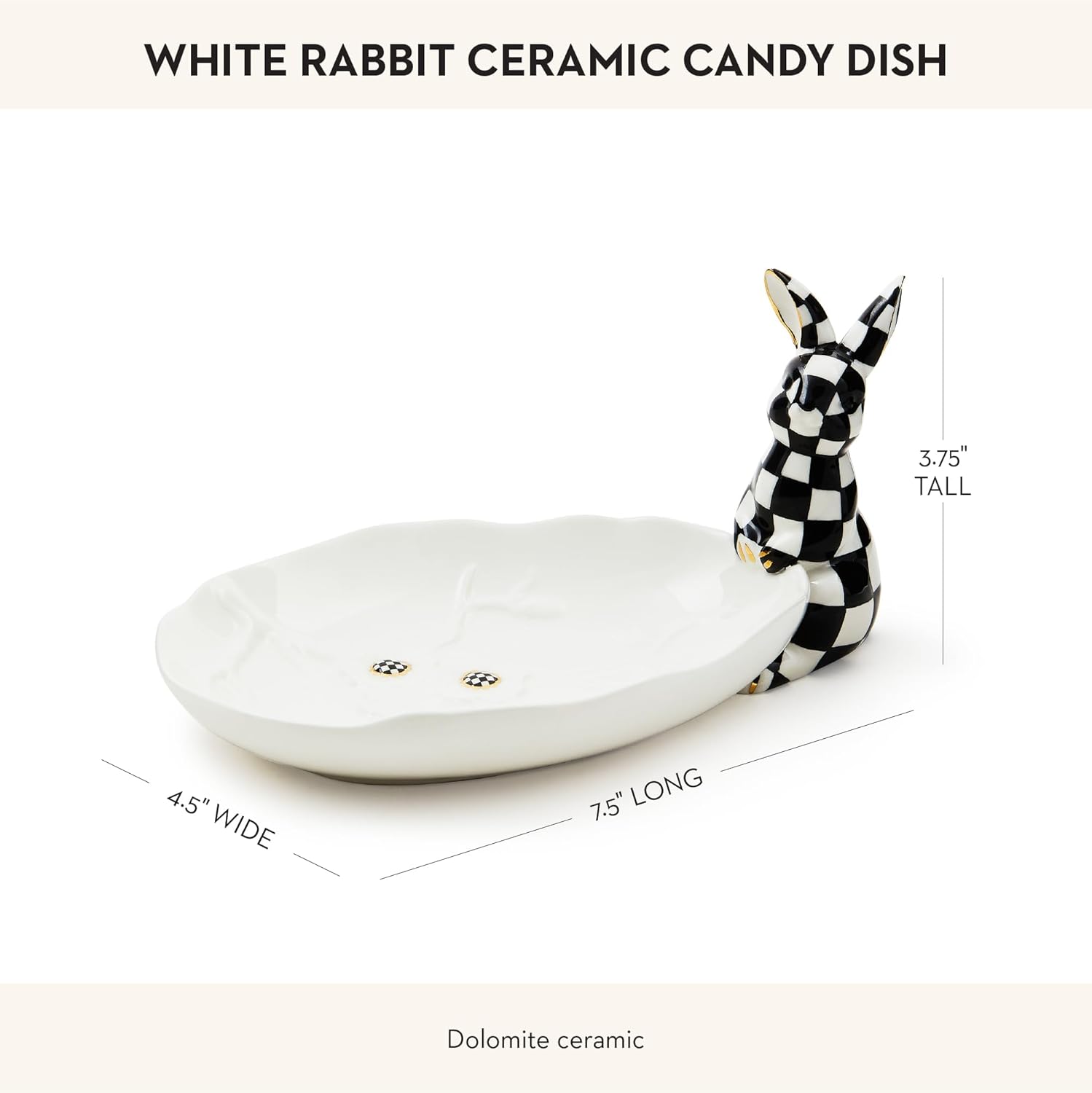 Mackenzie-Childs Ceramic Tray with White Rabbit Design