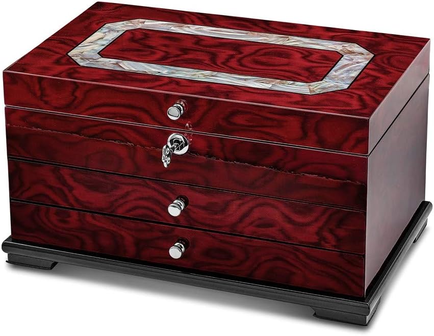 Rosewood Veneer Mop Inlay 2 Drawer Jewelry Box
