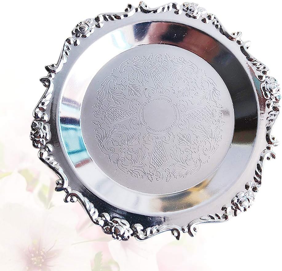 EXCEART Vintage Round Iron Trinket Tray