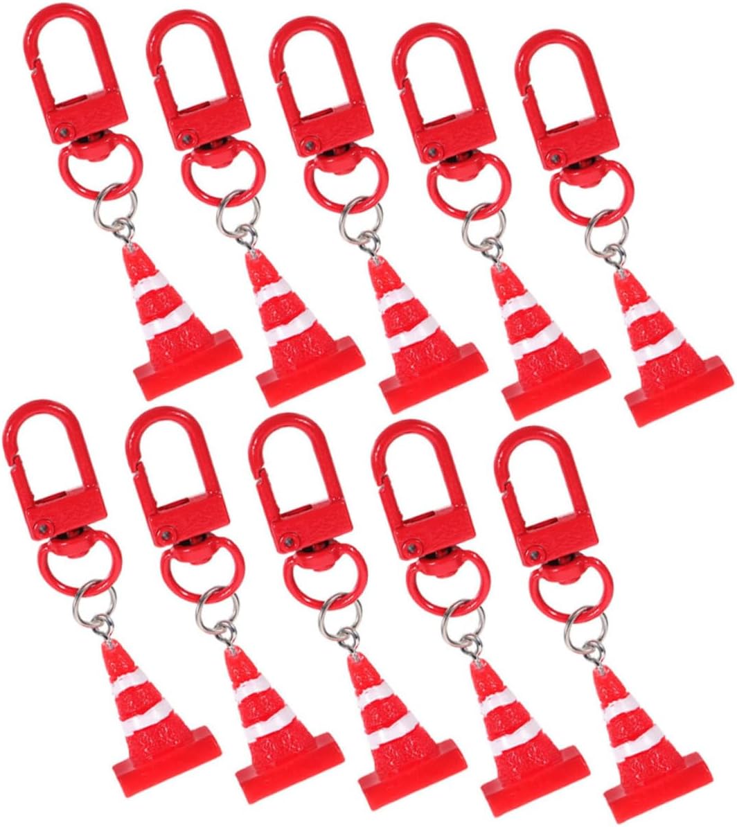 Kisangel 5pcs Resin Traffic Cone Keychain Pendant Set