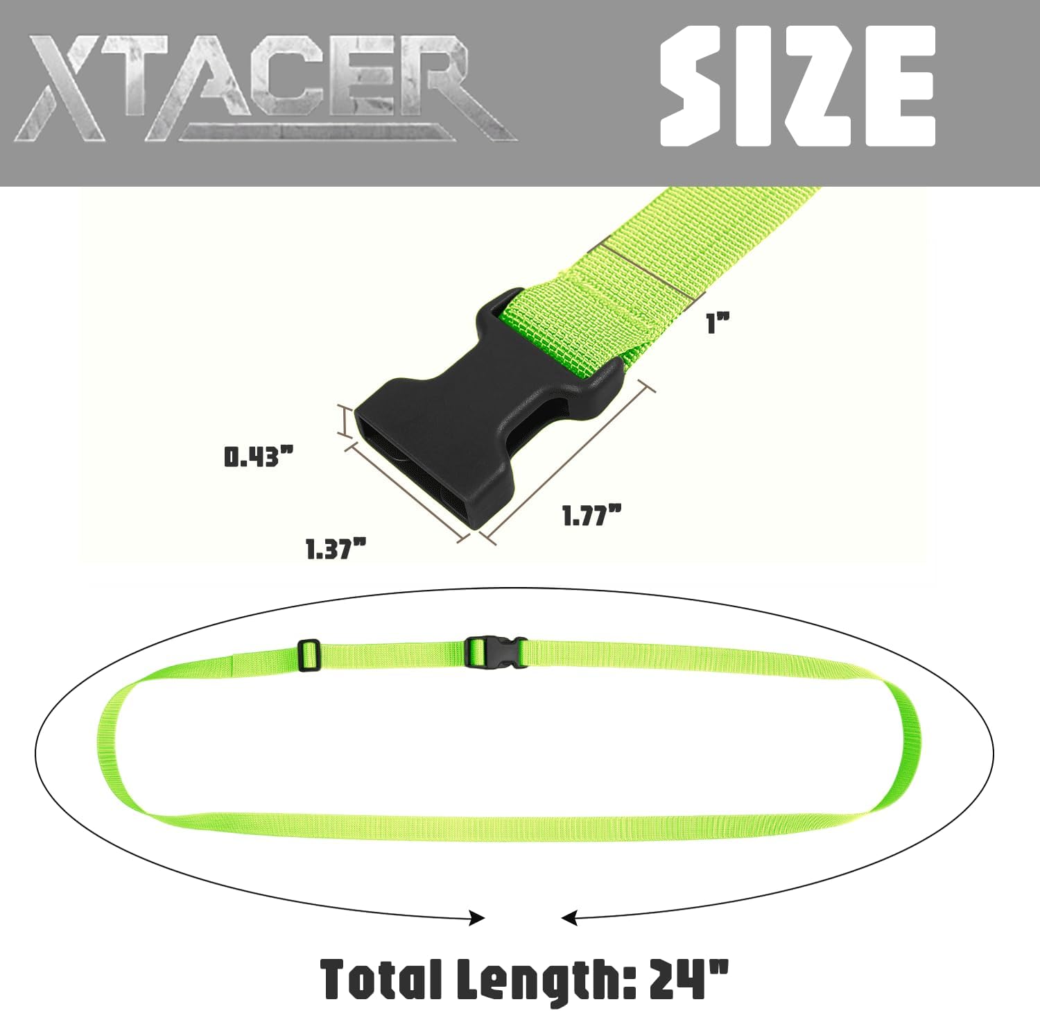 XTACER 1 Inch MOLLE Luggage Strap with Buckle
